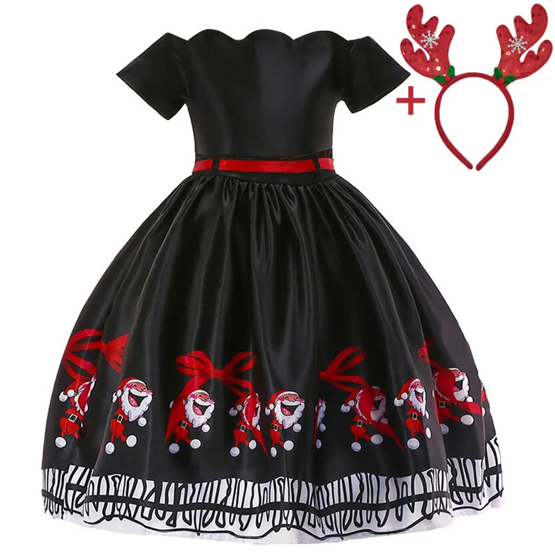 Новые рождественские платья для девочек, костюм, детское платье принцессы, праздничные платья на день рождения для маленьких девочек 3, 4, 5, 6, 7, 8, 9, 10 лет - Цвет: Black