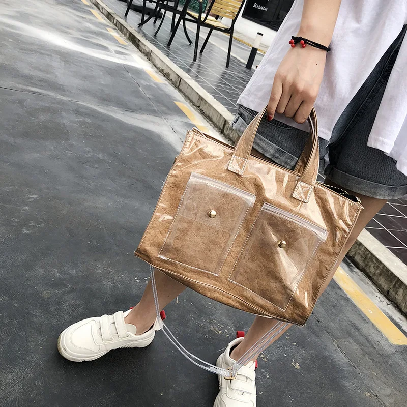

In the summer of 2019, the Korean version of leisure kraft paper handbags are versatile, simple and large-capacity shoulder bags