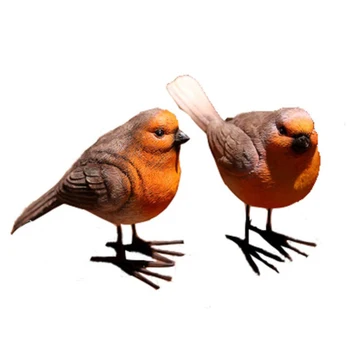

2 Pcs Garden Animal Ornaments Resin Small Playing Bird Figurines Bird