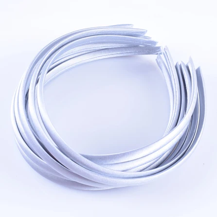 silver gray 10 шт./партия простые 10 мм атласные повязки для девочек тканевые покрытые резинки для волос из смолы пластиковый обруч для головы Детские эластичные ленты аксессуары для волос - Цвет: silver gray