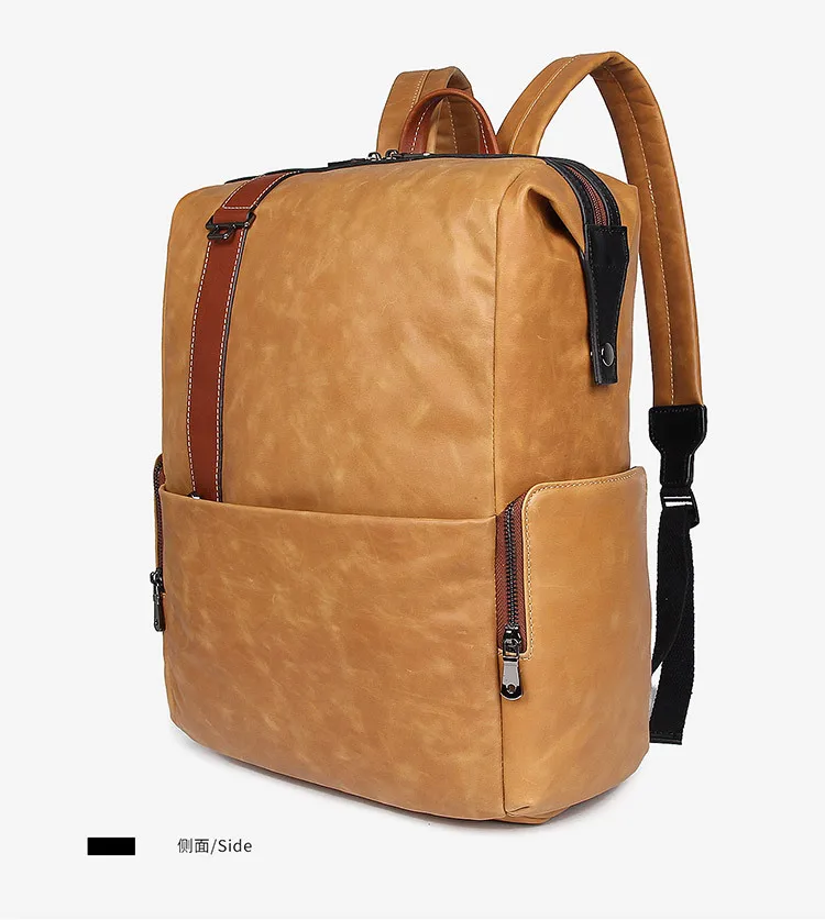 Новинка, сумка для компьютера, натуральная кожа, мужской рюкзак, уличный, модный, Повседневный, мужской, водонепроницаемый, коричневый, первый слой, кожа, рюкзаки для путешествий