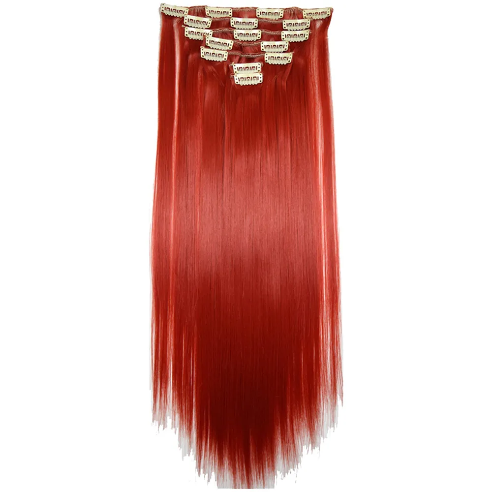 Cosplay Full Head Women Clip Synthetic High Temperature Wire Straight Hair Piece Makeup#1101 wholesale - Цвет: D