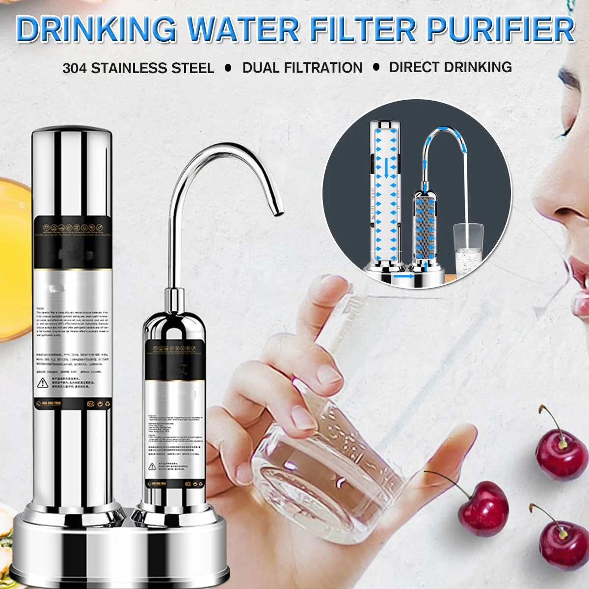 

Stainless Steel Water Purifier Kitchen Faucet Washable Ceramic Percolator Mini Water Rust Bacteria Removal Replacement Filter