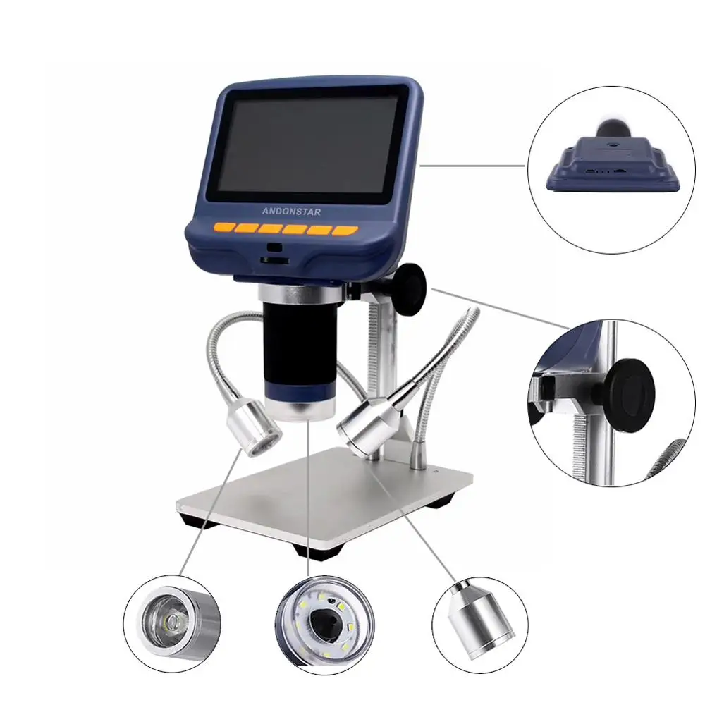  10X to 220X Microscope USB microscopio digital para electronica 4.3inch LCD Display Screen Mikrosko