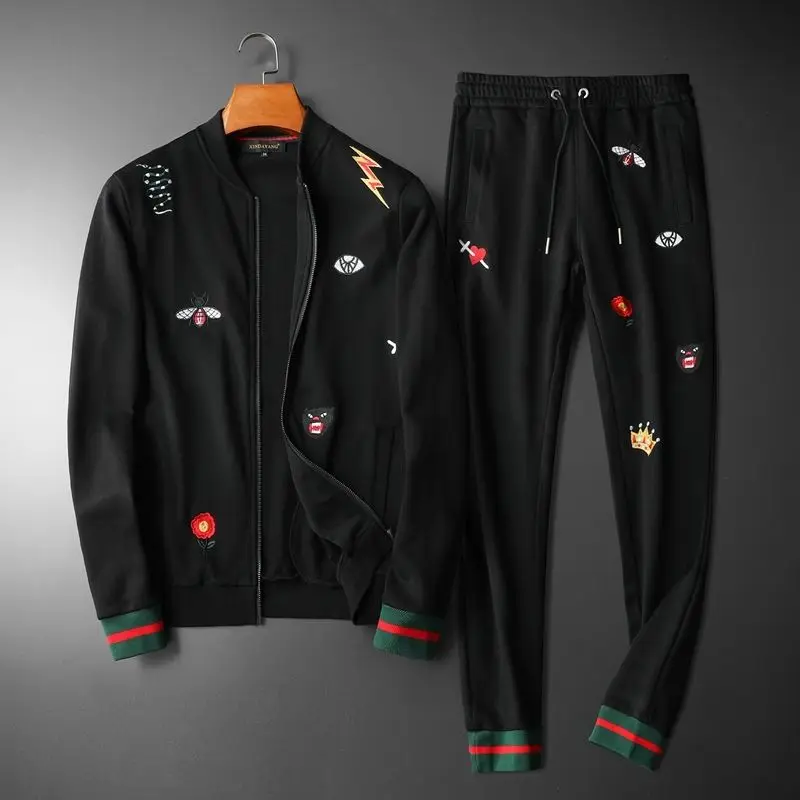 

European Station High-End Sports Suit Men's New Casual Baseball Uniform Beam Leg Slim Pants Men's Two-Piece Hot Sale