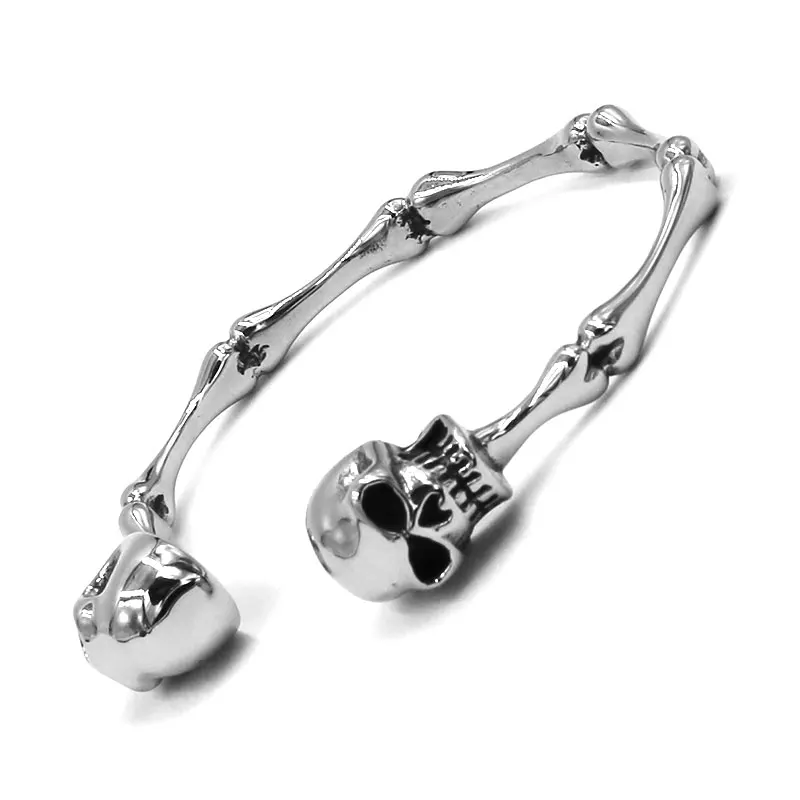 

Vintage Ghost Skull Bones Biker Cuff Bangle Stainless Steel Jewelry Gothic Cool Motor Biker Men Bangle Wholesale SJB0362A