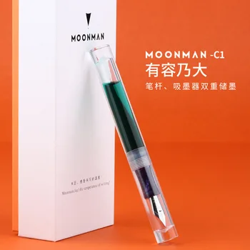 

NEW Moonman C1 Dropper Fountain Pen Fully Transparent F/M/Bent Nib with Converter Large-Capacity Ink Storing Fashion Gift Pen