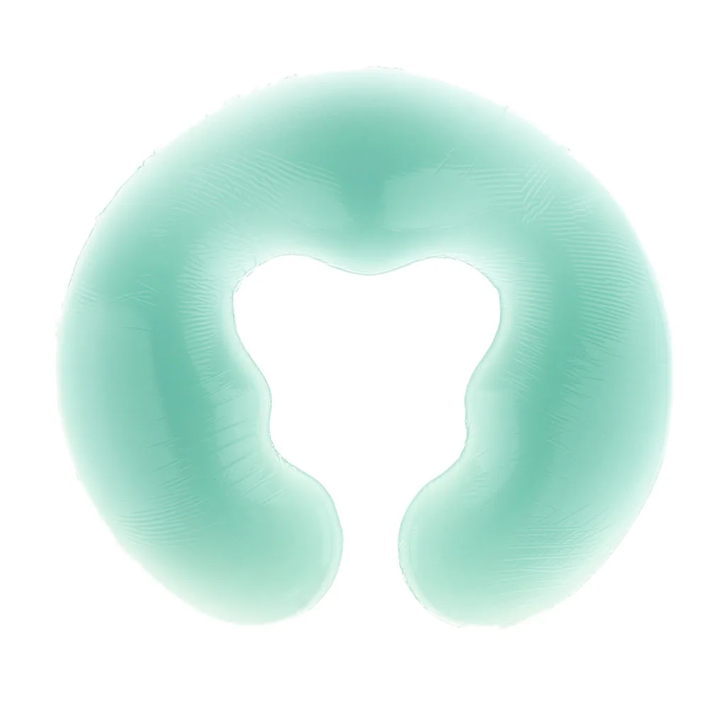 U Type Head Silicone Pillow, Body Relax Massage Face SPA Beauty Salon Care Cushion Pad Green Color, 28 x 25cm