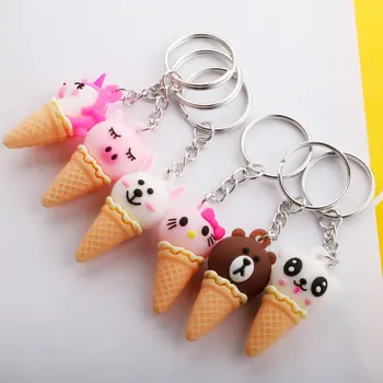 

Creative Cartoon Animal Ice Cream Keychain Cute Unicorn Sweet Cone Bag Pendant Gift