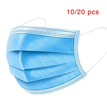 

10/20 pcs 2020 Disposable Face Masks Non Woven Masks 3 Layer Safety Mask PM2.5 Adult Filter Unisex Anti-Dust Mask Anti Pollution