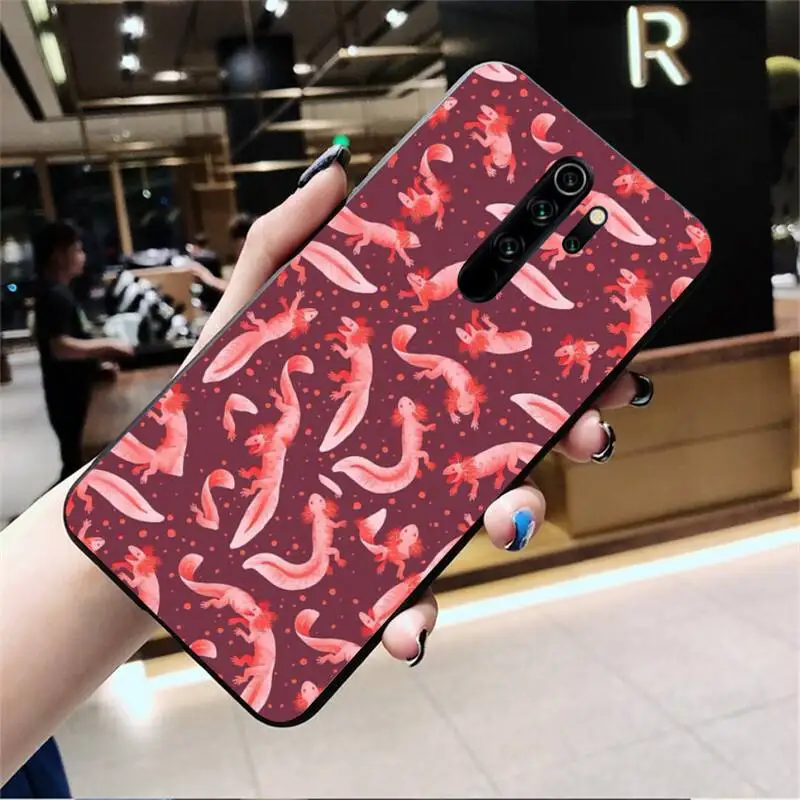 YJZFDYRM Cute Animal Axolotl Coque Shell Phone Case for Redmi Note 9 8 8T 8A 7 6 6A Go Pro Max Redmi 9 K20 xiaomi leather case cosmos blue Cases For Xiaomi