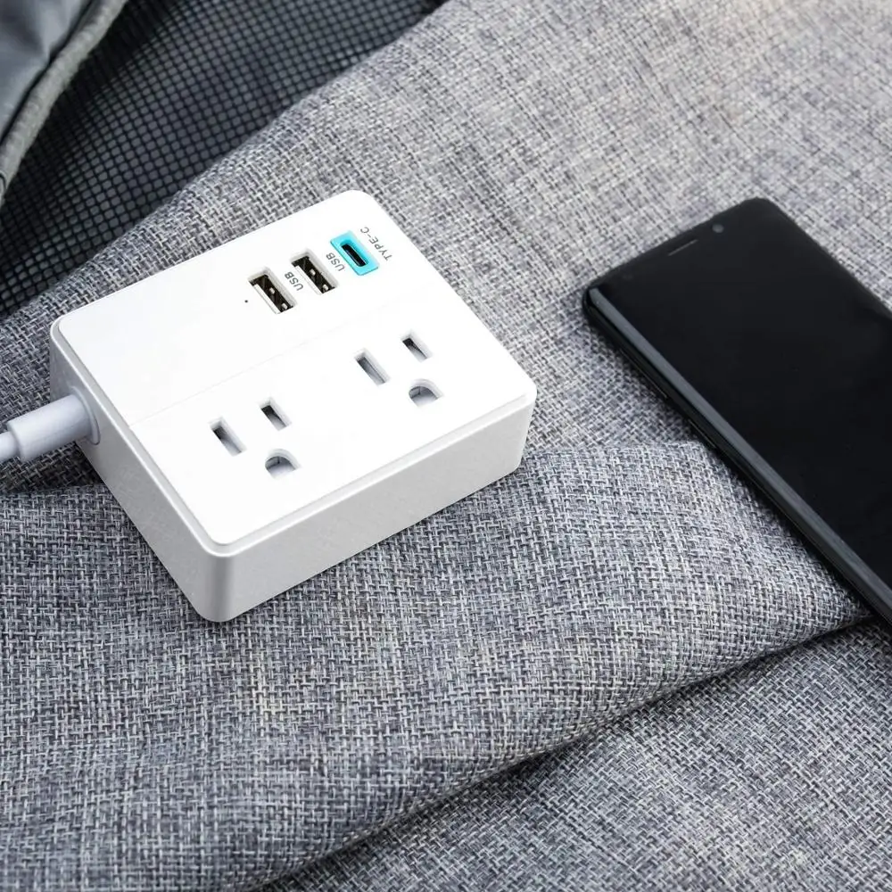 Сетевой мини удлинитель 2 USB 1 Type c 3 US настольная зарядная станция футов для