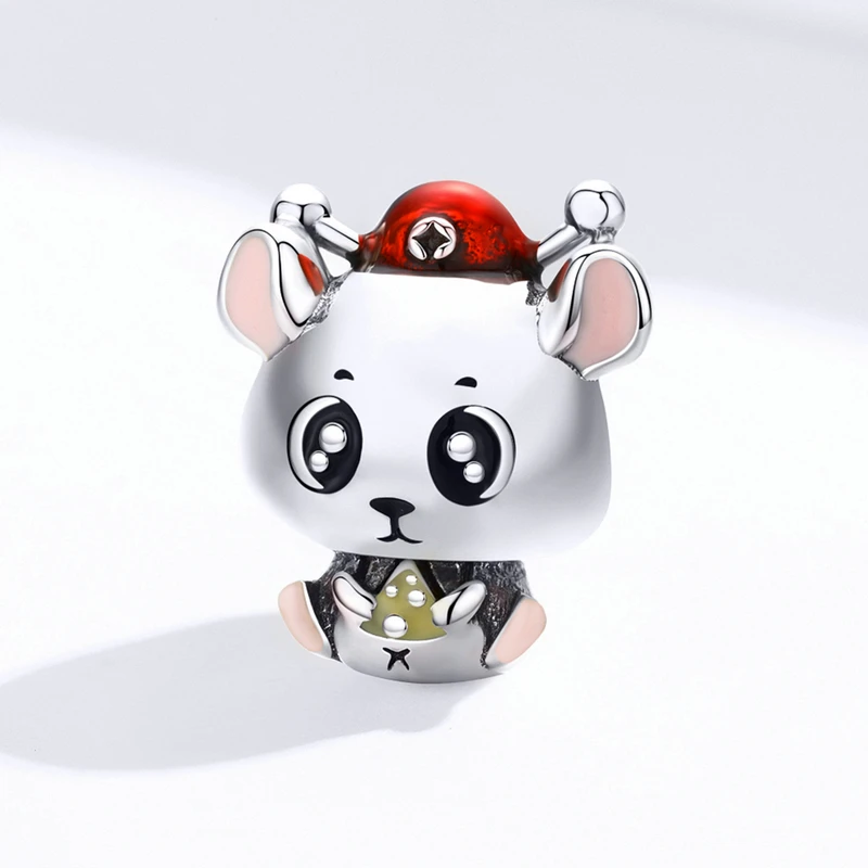 MOWIMO 925 Sterling Silver Lovely Mouse Wealth Beads Lucky Charm Fit Original Pandora Bracelet Pendant New Year Jewelry BNC113