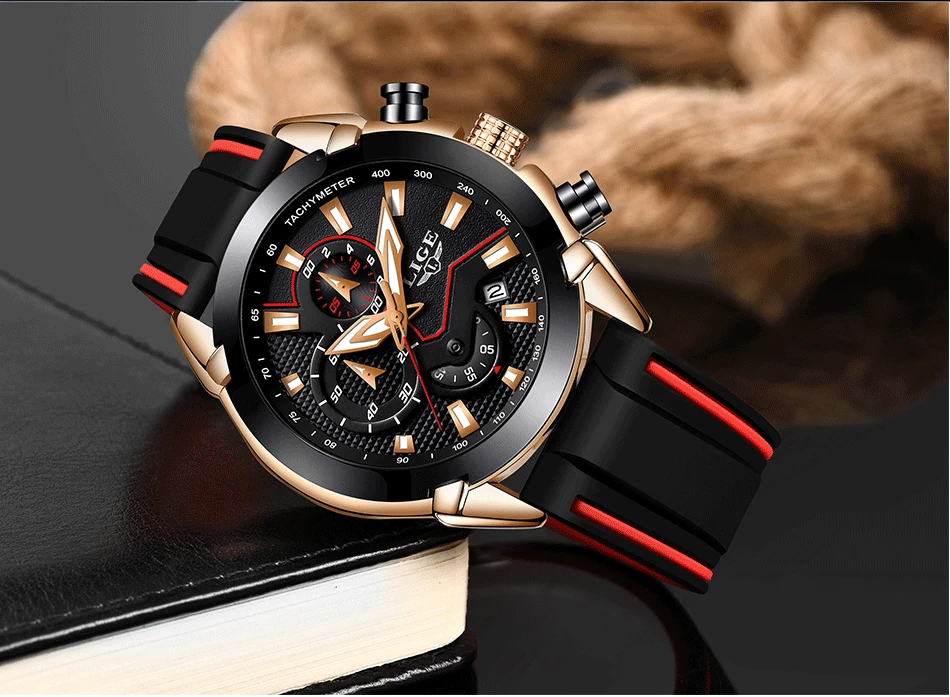 LIGE новые модные мужские s часы силиконовый ремешок лучший бренд класса люкс водонепроницаемый спортивный хронограф кварцевые часы мужские Relogio Masculino