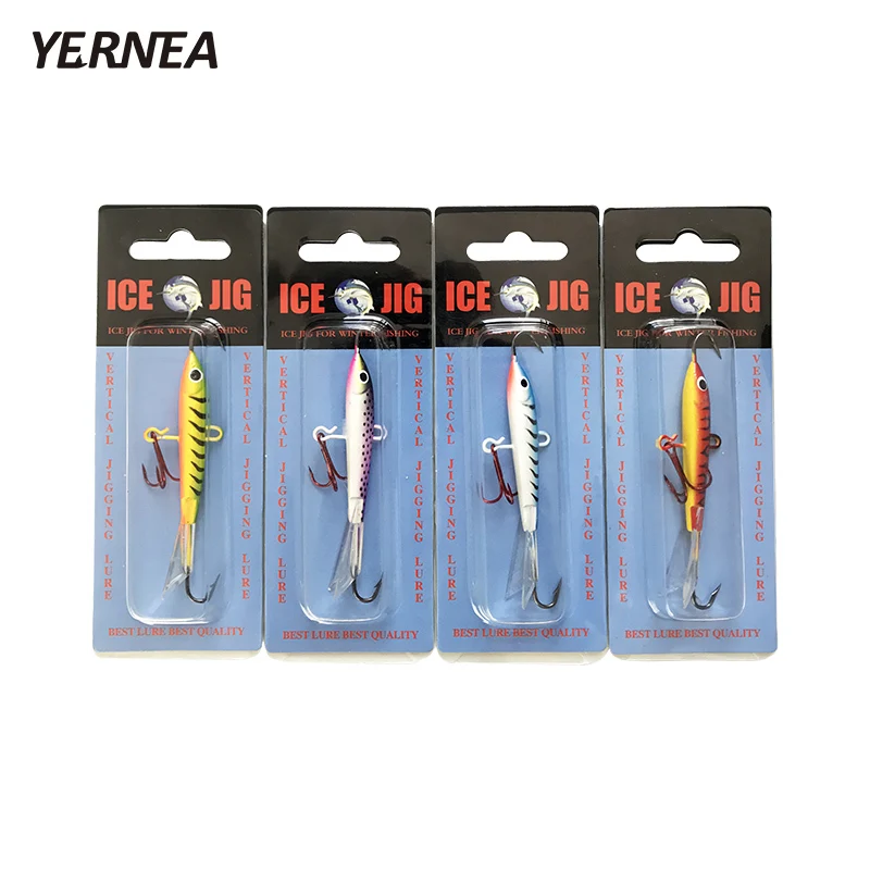 

New 4pcs/lot 7cm Winter Fishing Lure Ice Jig Bait Carp Fishing Red hooks Lead Hard Baits Lures Ice Carp Fishing Bait Tackle