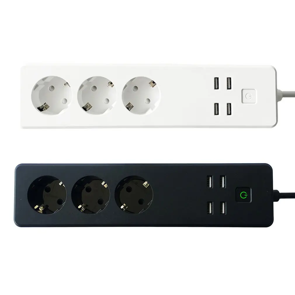

Wifi Smart Power Strip 4 EU Outlets Plug With 4 USB Charging Port Timing App Voice Control Home Assistant