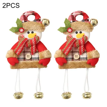

Christmas Decorative Hanging Bell Pendant Wood Plush Doll Christmas Ornament for Holiday Tree and Door Decoration JA55