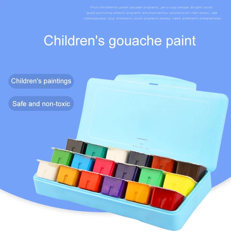 

18 Colors Jelly Cup Gouache Paint Set 30ml Non-Toxic Gouache Watercolor Paints Portable Case Design for Artist Student Sationery