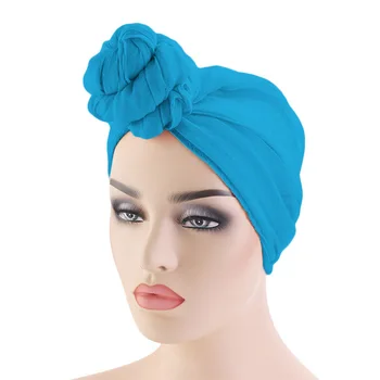 

Women Fashion Turban Hat Head Wrap Scarf Arab Hair-drying Cap Muslim Knot Bonnet Cap Long Hair Tie Solid Soft