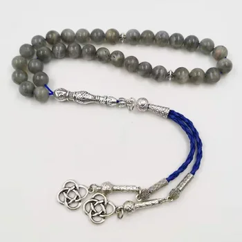 

Natural Labradorite Stone Tasbih muslim man bracelet misbaha islamic gift masbaha 33 45 51 66 99 beads