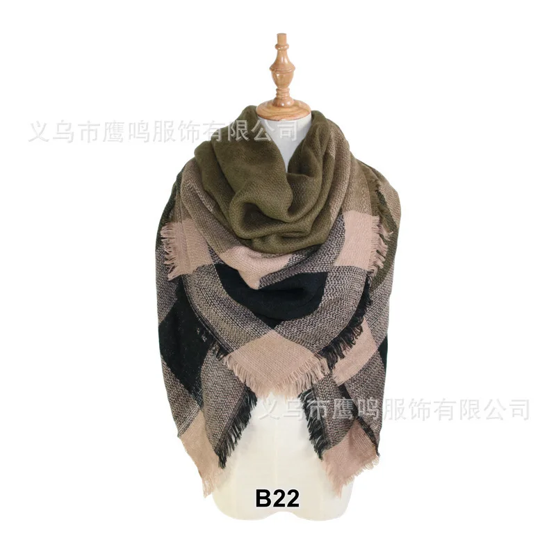 Зимний кашемировый треугольный шарф женский палантин, одеяло, шаль шеи леди Бандана шаль плед пончо из пашмины шарфы для женщин - Color: 36
