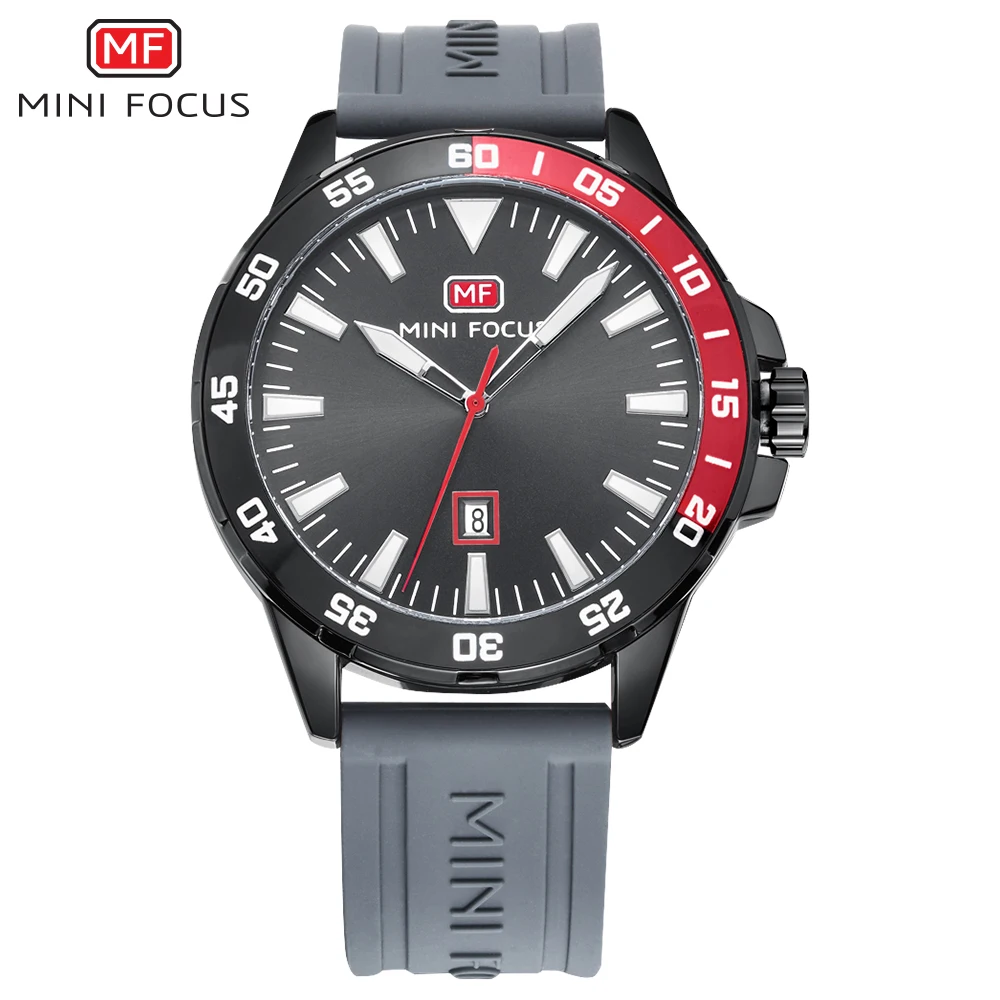 MINIFOCUS модные спортивные наручные часы Для мужчин кварцевые аналоговые Дата Часы Силиконовые военные Водонепроницаемый часы для мужчин крутые часы