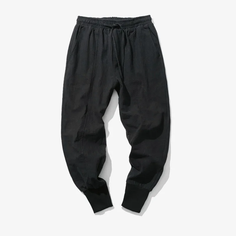 

2018 Spring And Summer New Style Chinese-style Legs Closing Foot MEN'S Pants Solid Color Large Size Men's Cotton Linen Trousers