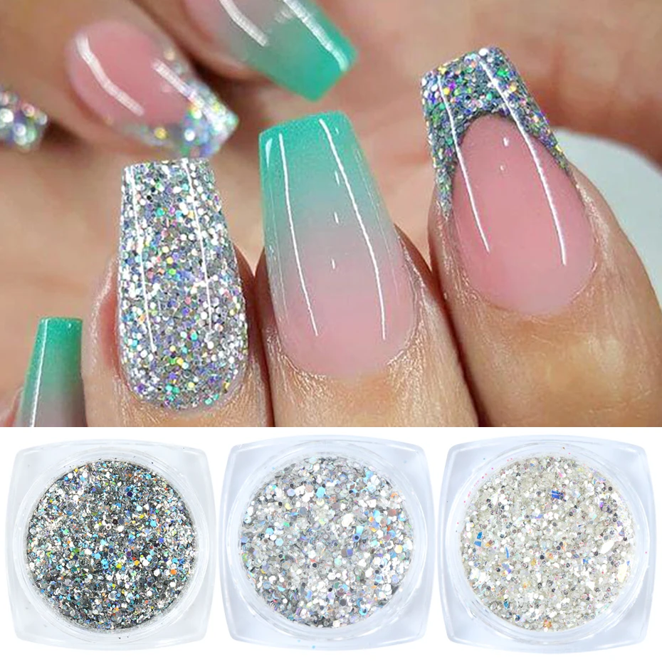 6pc Glitter For Nails Mixed Hexagon Sequin Champagne Laser Sliver Nail Art  Flakes Paillette Manicure Decoration Design LA1539-27 - AliExpress