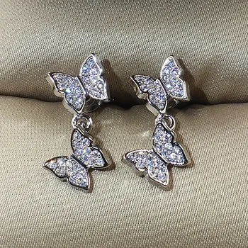 

Silver Gold Rose Gold Butterfly Cute Stud Earrings with Zircon Stone for Women Fashion Jewelry 2019 New Korean Earrings