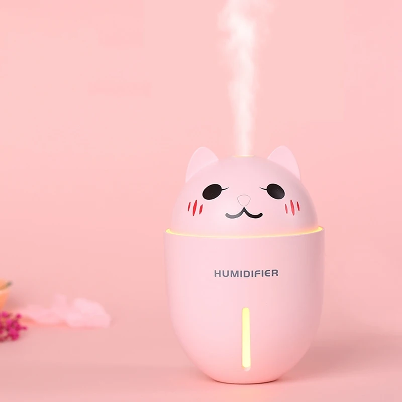 Модный летний портативный USB милый питомец 3 в 1 увлажнитель воздуха мини-увлажнитель с мультяшным котом светодиодный светильник розовый