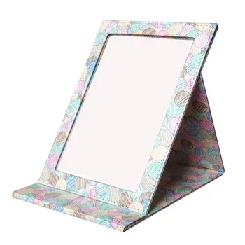 

1pc Cosmetic Desktop PU Leather Folding Portable Travel Makeup Mirror Mirror for Trip Travel Party