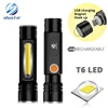 Multifunctional LED Flashlight USB Inside rechargeable battery Powerful T6 torch Side COB light design flashlight tail magnet ► Photo 1/6