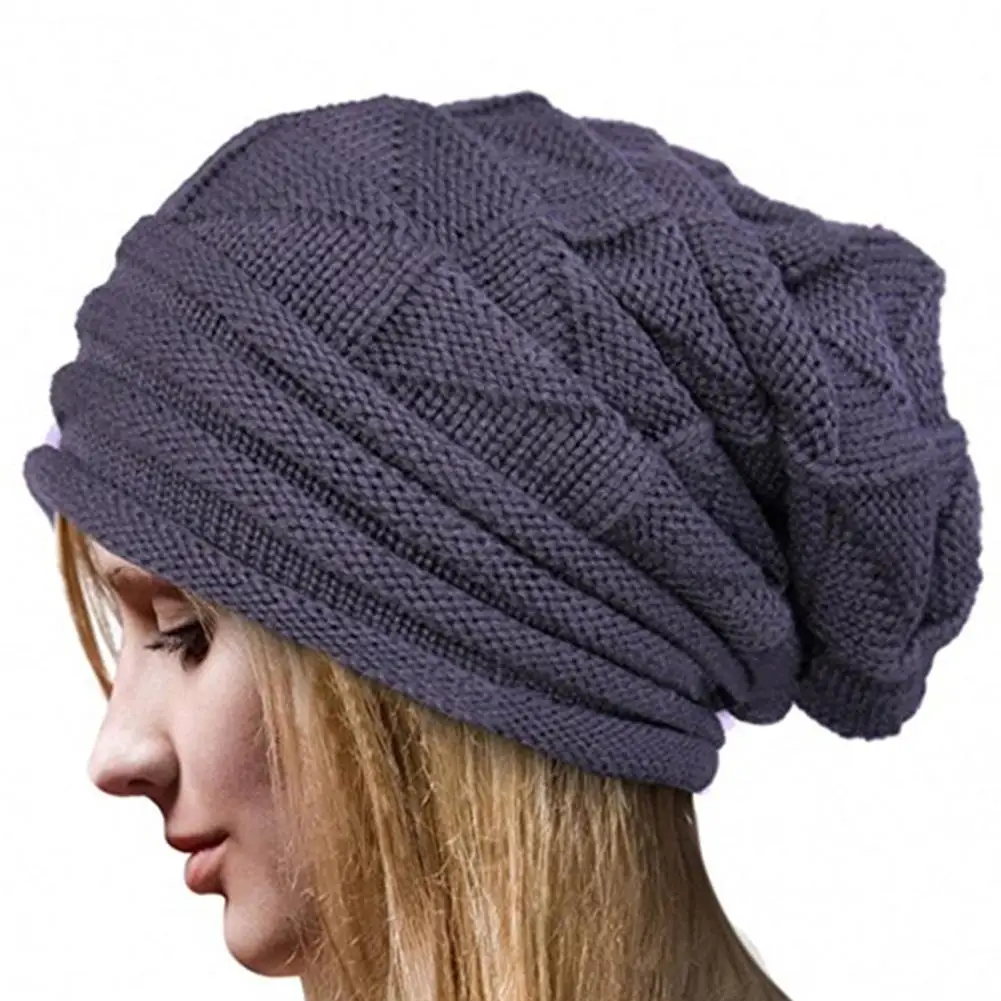 Женская вязаная шапка Повседневная плиссированная теплая шерстяная шапка шапочка шапка для дам