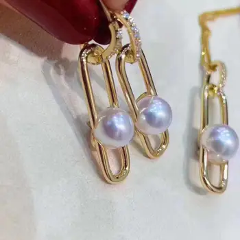 

D508 Pearl Set Fine Jewelry 925 Sterling Silver Round 8-10mm Nature Fresh Water White Pearls Jewelry Sets for Women Presents