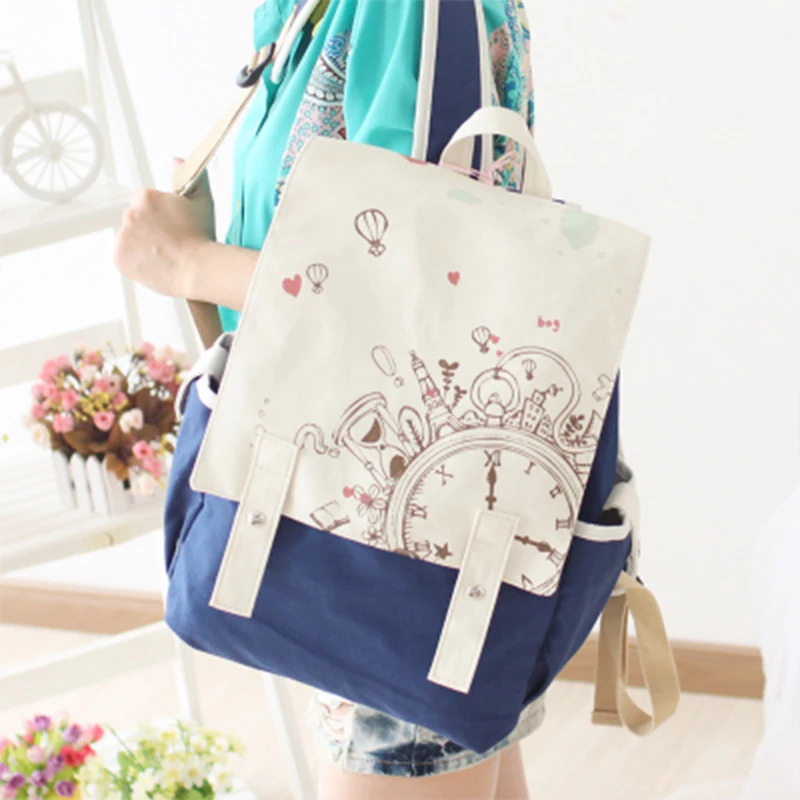 Korea Style Women Canvas Backpack School bag For Girls Ladies Teenagers Casual Travel bags Schoolbag Backpack - Цвет: 008