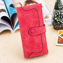 Korean Style Wallet Women Long Retro Matte Splicing Wallet Factory Direct Sales