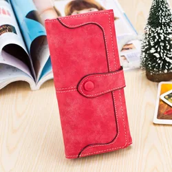 Korean Style Wallet Women Long Retro Matte Splicing Wallet Factory Direct Sales