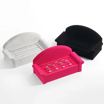 

Velvet Sofa Shape Ring Earring Display Stands Ring Organizer Stand Earring Storage Prop Earring Holder
