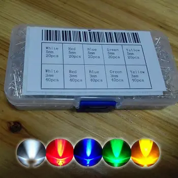 

3mm and 5mm Assorted Clear LED Light Emitting Diodes 5 Colors Pack of 300 electronic diy kit