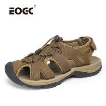 Мужские сандалии размера плюс; Мужская обувь из натуральной кожи; модная летняя Уличная обувь; тапочки; дышащие мужские сандалии; Прямая поставка