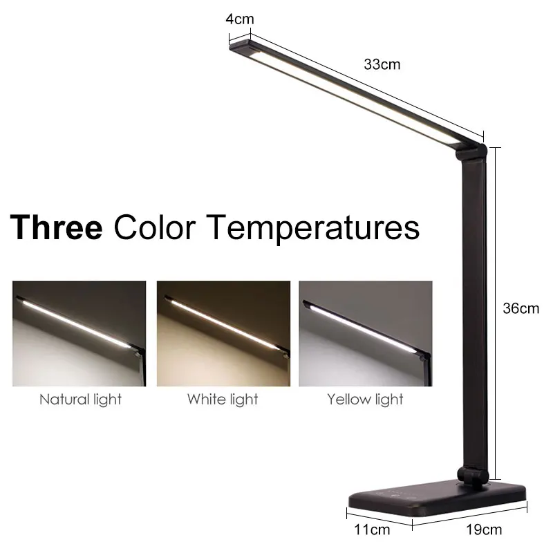 LED Reading Light Stepless Dimmable Foldable Rotatable Table Lamp Touch Switch USB Charging Timing Desk Lamp настольная лампа