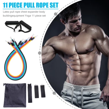 

11pcs Resistance Band TPE Tube Stretch Pull Rope Expander Fitness Equipment Yoga belt stretching Increasing muscle &reducing Fat