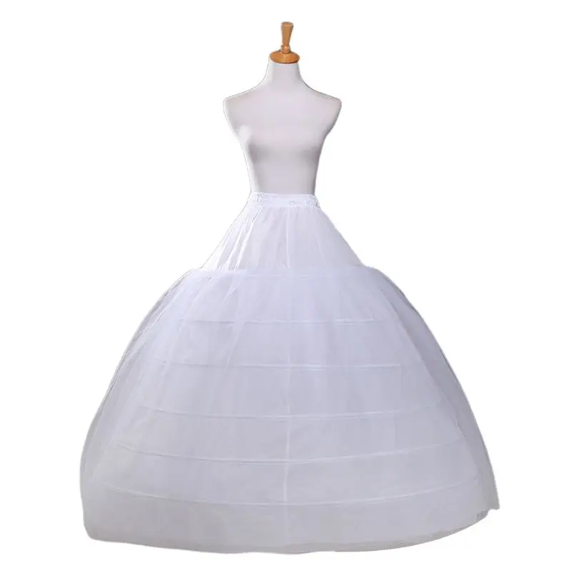 Women Single Layer Petticoat 6 Hoops Floor Length Mesh Wedding Accessories