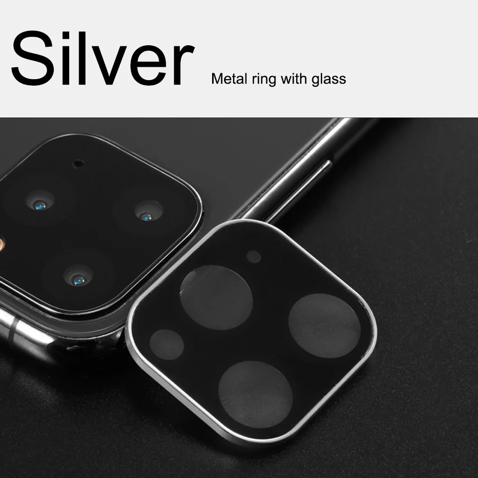 Sliver Металлическое кольцо, Защитное стекло для объектива для iPhone 11 Pro Max, защита для камеры, алюминиевое кольцо для объектива камеры, стекло для iPhone 11 Pro Max, Новинка - Цвет: Sliver