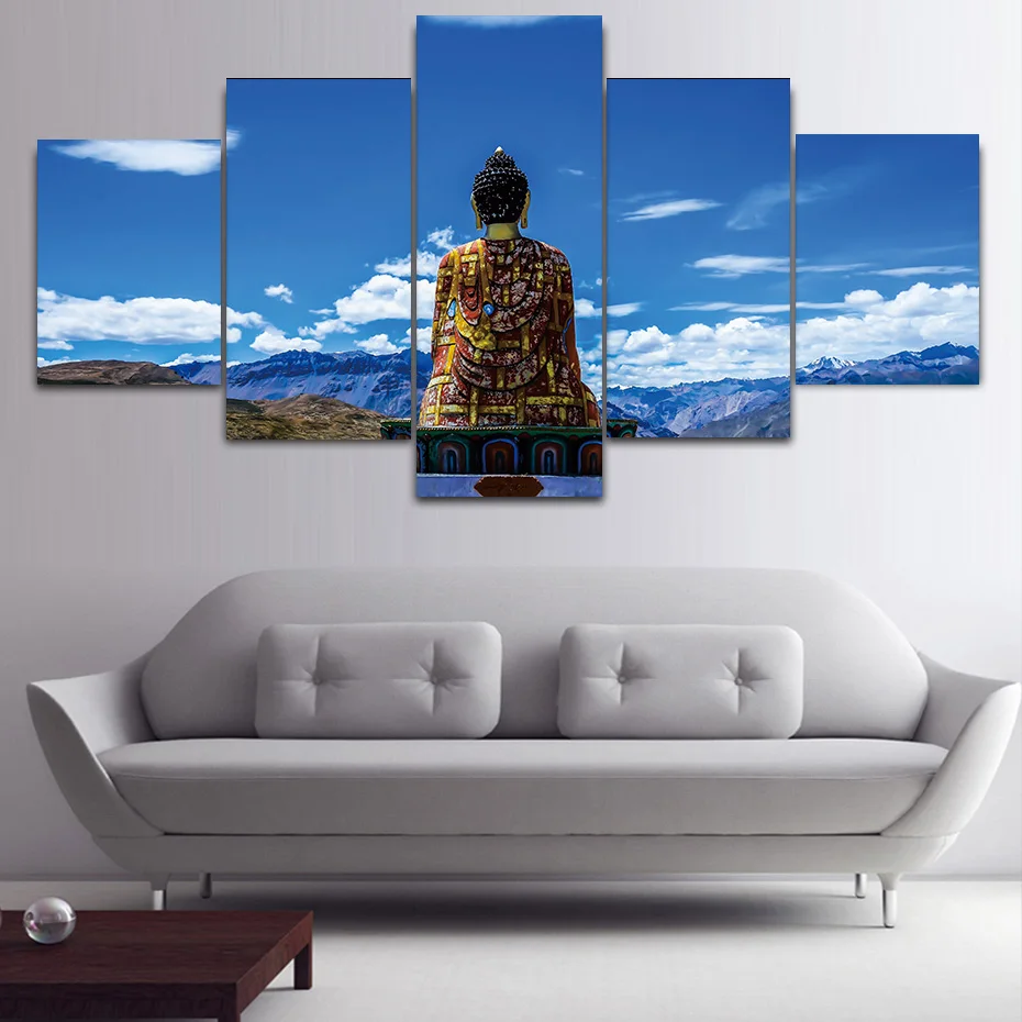 Украшение дома печать холст картина 5 шт. Будды голубое небо Wall Art модные