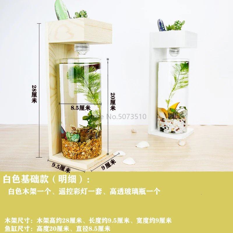 Creative Desktop Fish Tank Home Desk Ecological Fish Tank Microscopic Fleshy Thai Fish Tank Aquarium Plastic Fish Tank - Цвет: Белый