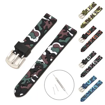 

18mm 20mm 22mm Universal Watchband Camouflage Silicon Fashion Watch Band Strap For Samsung Gear S3 Classic For Huawei B5 Belt