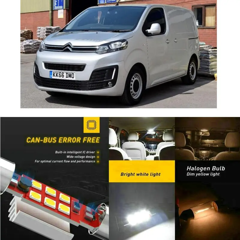 

LED Interior Car Lights For Citroen dispatch box 2007 box v 2016 platform u6u minivan Dome map lamp bulb error free
