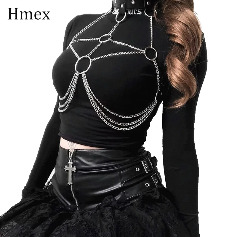 

Женский кожаный бюстгальтер Goth Punk, облегающий бюстгальтер с цепочкой в стиле рок, облегающее нижнее белье, 2019