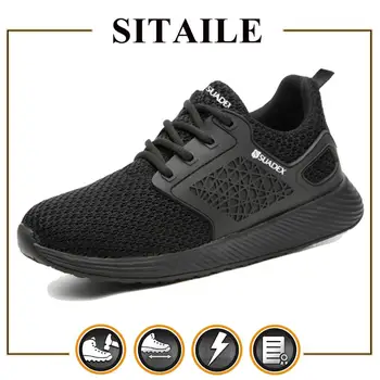

SITAILE Man Safety Shoes Men Steel Toe Puncture-proof Anti Piercing Kevlar Mid-sole Breathable Lightweight Work Safety Shoes